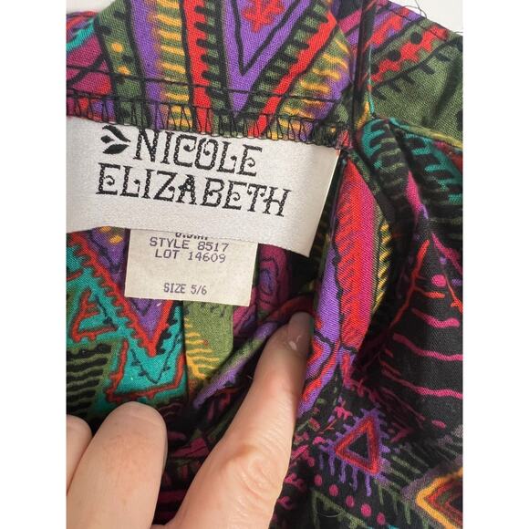 Vtg Nicole Elizabeth Sleeveless Jumper Diamond Pattern Multi Sz SM - Picture 5 of 7